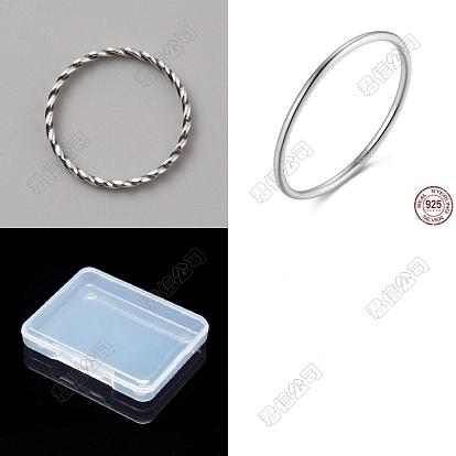 3 piezas 2 estilos 925 anillos finos de plata esterlina para los dedos, anillo apilable liso para mujer