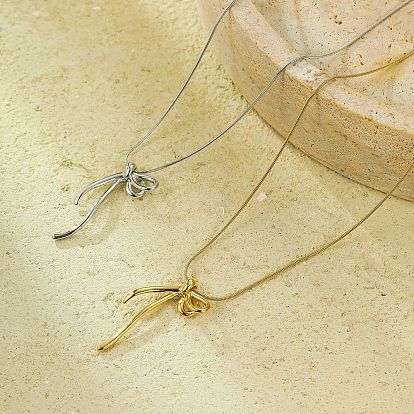 304 ожерелья из нержавеющей стали с подвеской-бантом в виде змеиной цепи для женщин