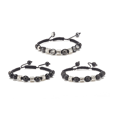 Geflochtenes Perlenarmband aus natürlichen Edelsteinen mit Legierungssäule, verstellbares Armband für Frauen