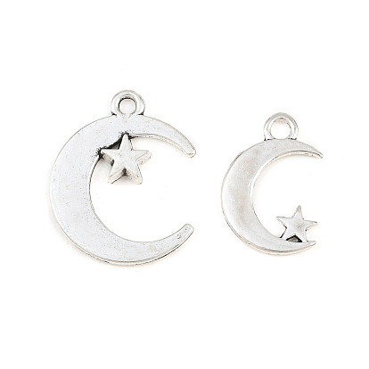 Tibetan Style Alloy Pendants, Moon with Star Charms