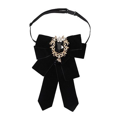 Polyester Bow Tie with Alloy Glass Brooch, Adjustable Choker Collar for Formal Events, Lolita Fashion & Cosplay