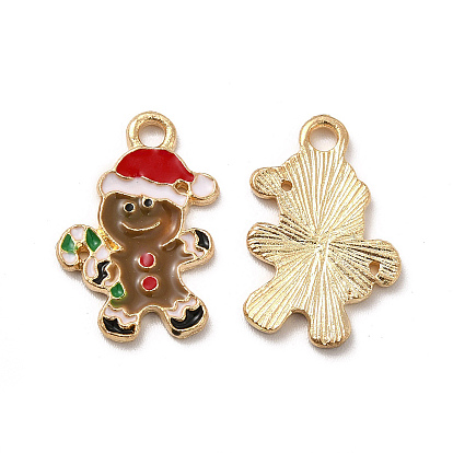 Christmas Alloy Pendants, with Enamel, Gingerbread Man Charm