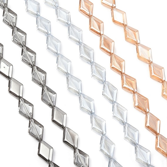 Стеклянные бусины с гальваническим покрытием , ромб