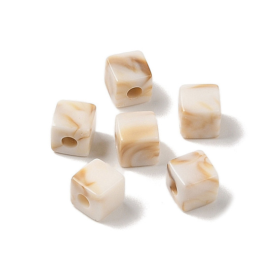 Two Tone Opaque Acrylic Beads, Imitation Gemstone, Square