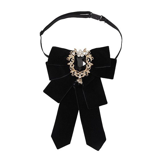 Pajarita de poliéster con broche de cristal de aleación, gargantilla ajustable para eventos formales, Moda y cosplay lolita