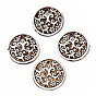 Handmade Porcelain Big Pendants, Flat Round with Goat Pattern