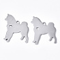 304 Stainless Steel Pendants, Silhouette Charms, Laser Cut, Dog