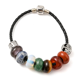 Chakra bijoux, bracelets de cordon de perles de pierres naturelles, avec les accessoires en laiton, abaque