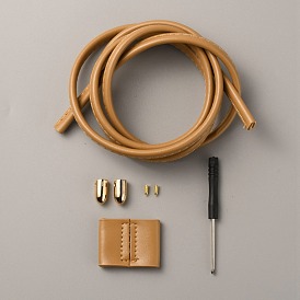 DIY Tote Drawstring Cord Kits, including PU Imitation Leather Straps and Stoppers, Alloy Cord End and Screw, Iron Screwdriver
