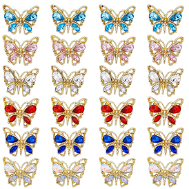 30шт 6 цвета сплав горный хрусталь кабошоны, ногтей декоративные аксессуары, золотой свет, бабочка