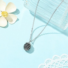 Круглый кулон из натуральной лавовой породы в виде клетки из пружинной проволоки 304 цепочка из нержавеющей стали для женщин