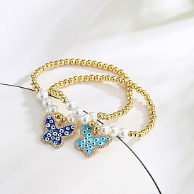 Unique and Stylish 18K Gold Plated Butterfly Bracelet with Zircon Drops for Women
