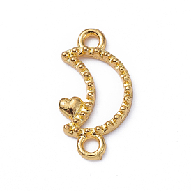 Zinc Alloy Links, Open Back Bezel, for DIY UV Resin, Epoxy Resin, Pressed Flower Jewelry, Moon & Heart