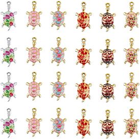 24 шт 6 цвета сплава эмалевые подвески, золотой свет, черепаха