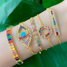 Colorful CZ Evil Eye Bracelet - Multiple Styles Available for Fashionable Accessories
