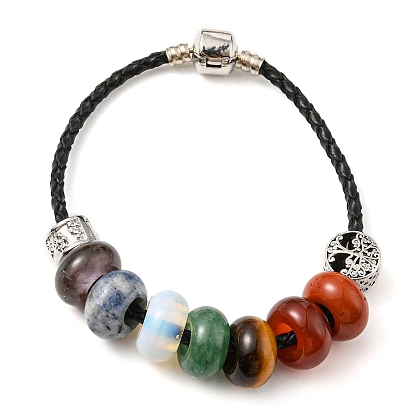 Chakra bijoux, bracelets de cordon de perles de pierres naturelles, avec les accessoires en laiton, abaque