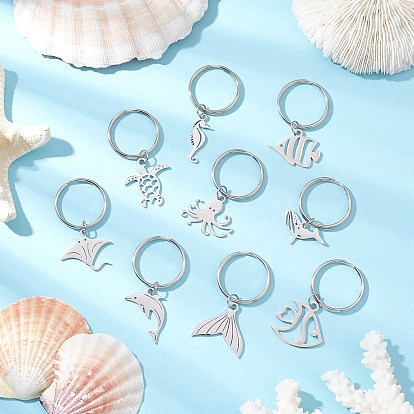 Океанская тема 304 брелки из нержавеющей стали, цвет нержавеющей стали