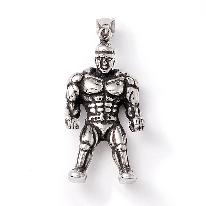 Tibetan Style 304 Stainless Steel Pendants, Man