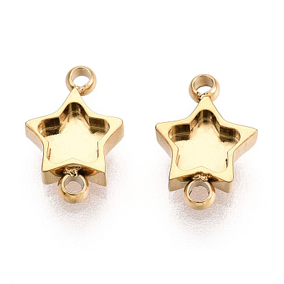 304 оправы для кабошонов из нержавеющей стали, звезда, ионное покрытие (ip)