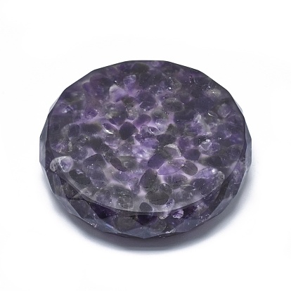 Natural Amethyst Ashtray Display Decorations, Faceted, Flat Round