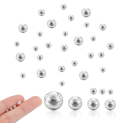 40 шт. 4 стили 925 бусины из стерлингового серебра, без отверстия , круглые