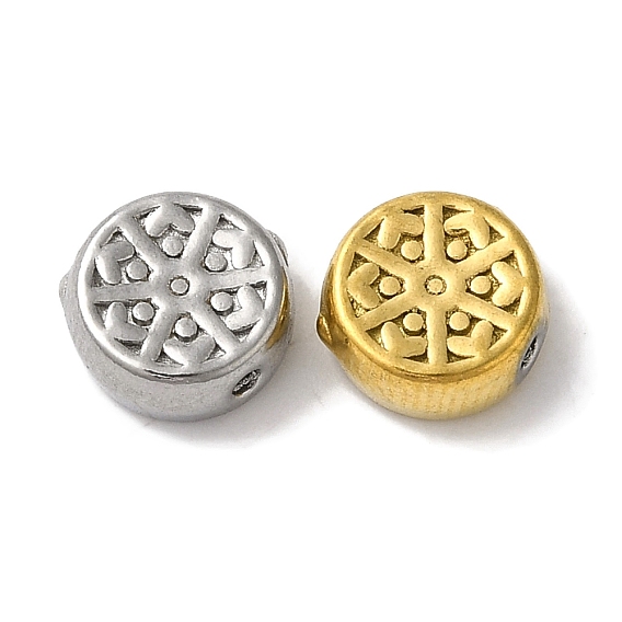 304 из нержавеющей стали бусы, плоские круглые со снежинкой