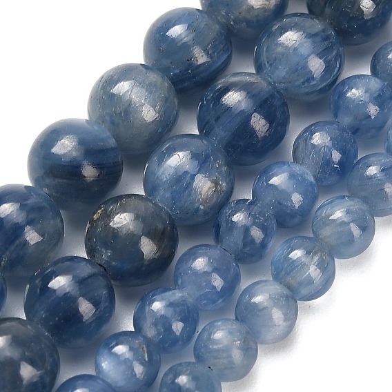 Натуральный кианитовые бисер пряди, круглые