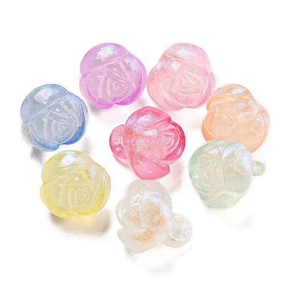 Прозрачные акриловые подвески, блеск бисера, светящийся, светится в темноте, роза