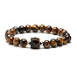Natural Stone Beaded Bracelet with Tiger Eye and Blue Goldstone, 8mm Diameter