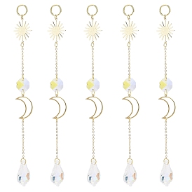 Electroplate Glass Window Hanging Suncatchers, Golden Brass Sun with  Moon Pendants Decorations Ornaments