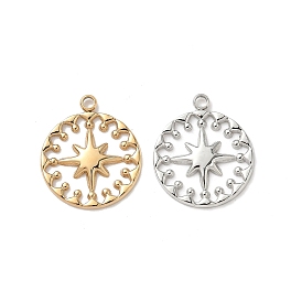 304 подвески из нержавеющей стали, ионное покрытие (ip), плоский круглый с шармом в виде звезды