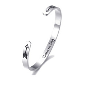Bracelet jonc en forme de C en acier inoxydable pour hommes et femmes
