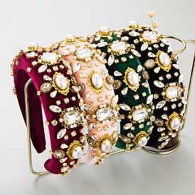 Женский ободок в стиле барокко с губкой и бриллиантами и жемчугом, роскошные винтажные аксессуары для волос