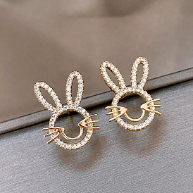 Fashion Butterfly Rhinestone Stud Earrings for Women's Chic Style Jewelry