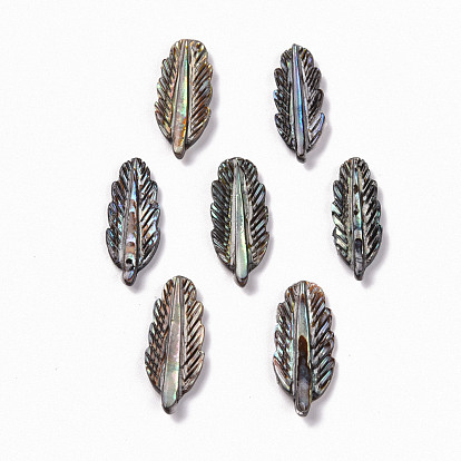 Natural Paua Shell Pendants, Leaf