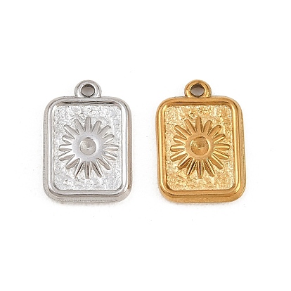 304 Настройки горный хрусталь из нержавеющей стали кулон, прямоугольник с солнечными чарами