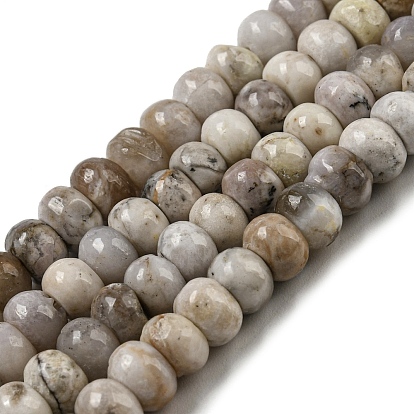 Natural Bamboo Leaf Agate Beads Strands, Rondelle