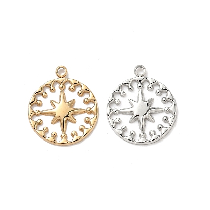 304 подвески из нержавеющей стали, ионное покрытие (ip), плоский круглый с шармом в виде звезды