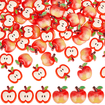 60 шт 2 стили кабошоны из смолы, имитация еды, яблоко