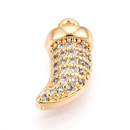 Латунные микропаве прозрачные подвески с фианитом, Рог изобилия, без кадмия, без никеля и без свинца