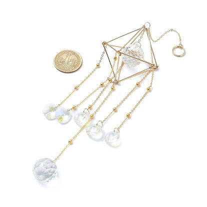 Стеклянный круглый шар с латунными цепочками, подвесные украшения, с 304 фурнитурой из нержавеющей стали, ловцы солнца для праздничного окна, украшения для настенных дисплеев