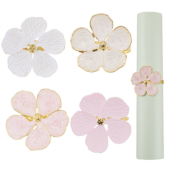 4 шт. 4 Кольца для салфеток из сплава с цветочной эмалью, держатель для салфеток, ежедневный доступ в ресторан