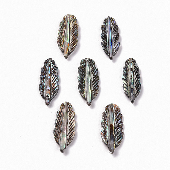 Natural Paua Shell Pendants, Leaf