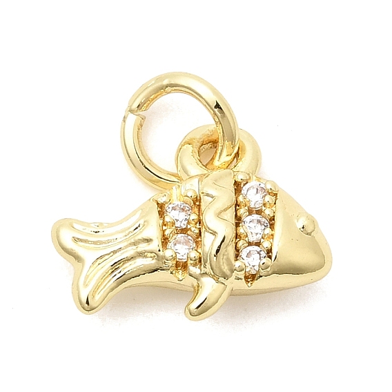 Подвески из латуни с прозрачным фианитом, без свинца и без кадмия, долговечный, рыбы прелести