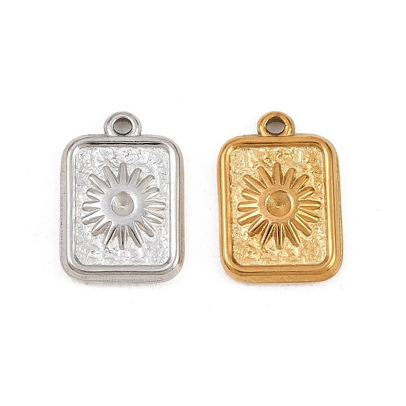 304 Настройки горный хрусталь из нержавеющей стали кулон, прямоугольник с солнечными чарами