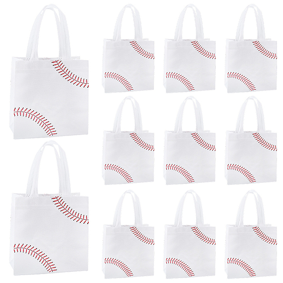 Sport Ball Theme Non-woven Fabrics Tote Bags, Square Shopping Bags with Handles