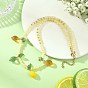 Glass Lemon with Acrylic Leaf Pendant Glass Seed Beaded Necklaces, Colorful