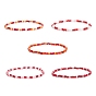 5Pcs 5 Colors Glass Seed Beaded Stretch Bracelets Set for Women