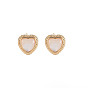 Natural Freshwater Shell Stud Earring Findings, with Brass Findings, with Loop, Nickel Free, Heart