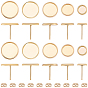 50Pcs 5 Styles 304 Stainless Steel Stud Earring Findings, Cabochon Settings, with 50Pcs Ear Nuts, Flat Round